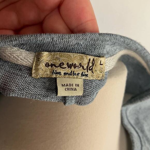 ONE WORLD | Gray/Blue Rhinestone Polar Bear Comfy Sweatshirt | Women's Large - Picture 7 of 9